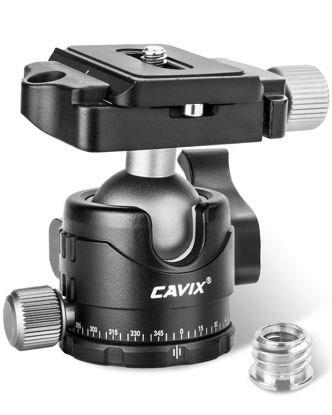 Picture of Low Profile Ball Head, CAVIX H-29S Camera Tripod Head Metal Ball Head with Arca Swiss Quick Release Plate Bubble Level Load Capacity 22 Lbs/10kg…