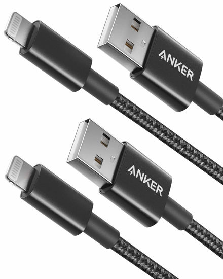Picture of Anker 3.3ft Premium Nylon Lightning Cable [2-Pack], Apple MFi Certified for iPhone Chargers, iPhone Xs/XS Max/XR/X / 8/8 Plus / 7/7 Plus / 6/6 Plus / 5s, iPad Pro Air 2, and More(Black)