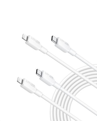 Picture of Anker USB C to Lightning Cable, 310 USB-C to Lightning Cable(White,10ft, 2pack), MFi Certified, Fast Charging Cable for iPhone 14 Plus 14 14 Pro Max 13 13 Pro 12 11 X XS XR (Charger Not Included)