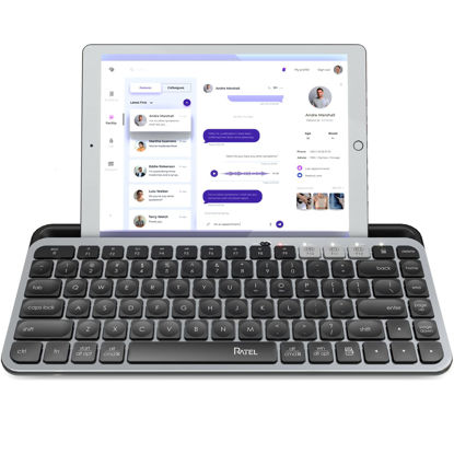 Picture of “Panthe” Bluetooth Keyboard, Mini Multi-Device Wireless Keyboard for iPad Tablet Laptop Phone TV, Connect up to 3 Devices, with Tablet Holder, Compatible with Windows, Mac, Chrome OS, iOS, Android