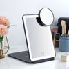 Picture of LED Foldable Travel Makeup Mirror - 5x7 inches 3 Colors Light Modes USB Rechargeable Touch Screen, Portable Tabletop Cosmetic Mirror for Travel, Cosmetic, Office (Black)