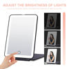 Picture of LED Foldable Travel Makeup Mirror - 5x7 inches 3 Colors Light Modes USB Rechargeable Touch Screen, Portable Tabletop Cosmetic Mirror for Travel, Cosmetic, Office (Black)
