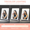Picture of LED Foldable Travel Makeup Mirror - 5x7 inches 3 Colors Light Modes USB Rechargeable Touch Screen, Portable Tabletop Cosmetic Mirror for Travel, Cosmetic, Office (Black)