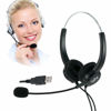 Picture of TelPal Corded Hands-Free Call Center Noise Cancelling Binaural USB Headset Headphones with Mic/Microphone - Cord with USB Plug, Volume Control- for Computer/PC/Laptop Use Only