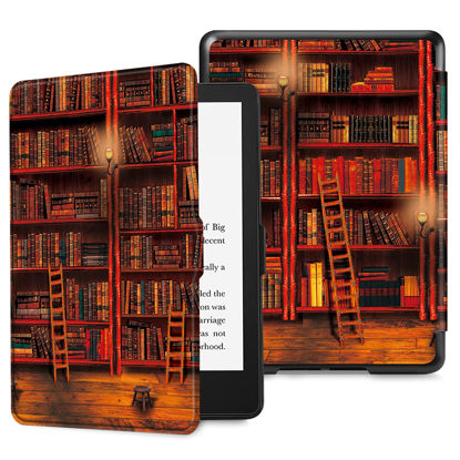 Picture of Fintie Slimshell Case for 6.8" Kindle Paperwhite (11th Generation-2021) and Kindle Paperwhite Signature Edition - Premium Lightweight PU Leather Cover with Auto Sleep/Wake, Library