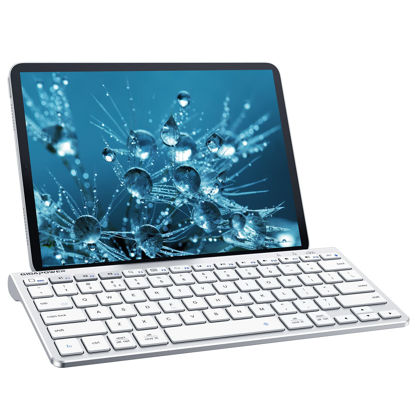 Picture of Fintie Gigapower Multi-Device Universal Wireless Bluetooth Keyboard with Foldable Stand for iPad Samsung Surface Tablet Smartphone PC MacBook, iOS, Android, Windows Tablets Phone, Silver
