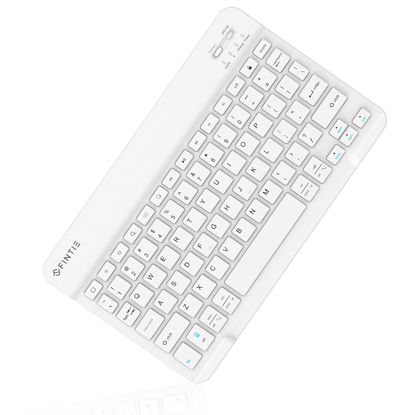 Picture of Fintie 10-Inch Ultrathin (4mm) Wireless Bluetooth Keyboard for iPad Samsung Tablet, iPhone Smartphone, iOS, Android Tablets Phone, (White)
