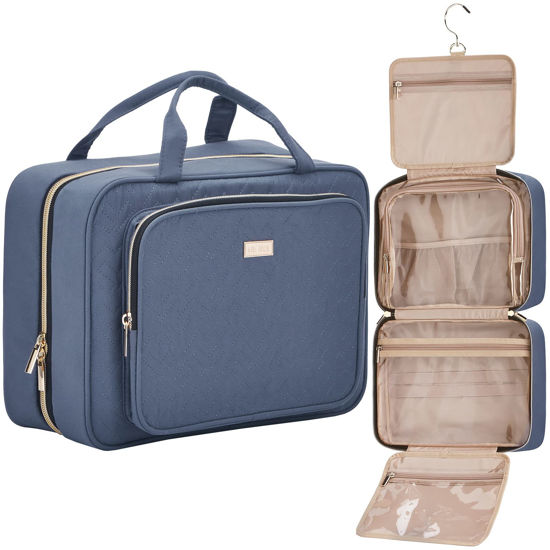 Picture of NISHEL Travel Toiletry Bag for Women Large Capacity, Travel Essentials Organizer, Hanging Makeup Case for Accessories, Cosmetics, Toiletries, Aegean-Blue