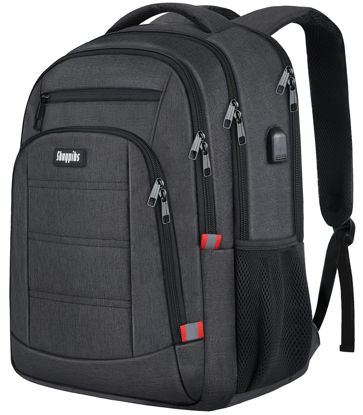 Picture of Skaypibs Backpack for Men Women, School Backpack, Travel Work Business Backpacks with USB Charging Port, College Backpack Anti-Theft Water Resistant School Bookbag, Fits 15.6 Inch Computer, Black
