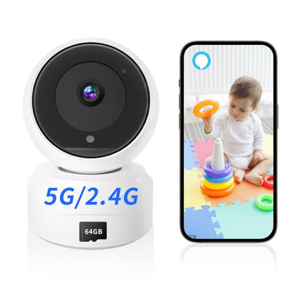 Picture of 2K Indoor Camera, 5G & 2.4G Security Pet Camera for Baby Monitor, 360° PTZ Wireless Cameras for Home Security with Night Vision Motion Detection Compatible with Alexa