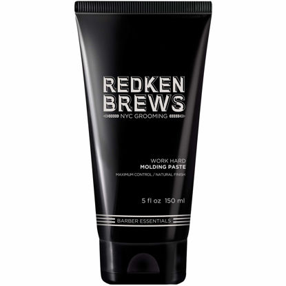Picture of Redken Hair Gel, Molding Paste, Hair Paste for Men, Strong Hold, Maximum Control, Long-lasting Natural Finish, Keeps Style Flexible, Brews, 5 fl.oz./150ml