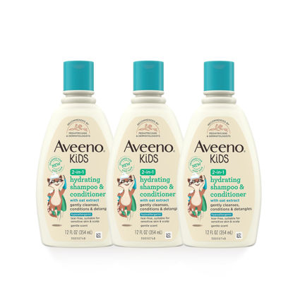 Picture of Aveeno Baby Aveeno Kids 2-in-1 Shampoo & Conditioner, Hydrating Shampoo and Conditioner, Oat Extract Gentle Scent, 12 fl. oz (Pack of 3)