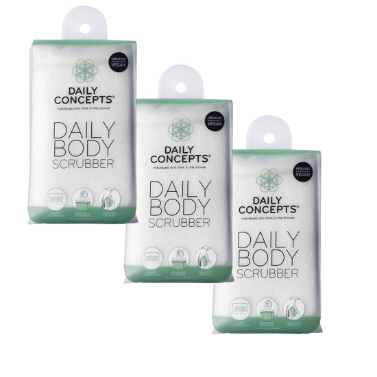 Picture of DAILY CONCEPTS Daily Body Scrubber, Soy-Based And Organic Cotton. The Bath Sponge Deeply Cleanses The Skin And Creates A Rich Foamy Lather. The Outer Texture Provides A Gentle Exfoliation - Pack of 3