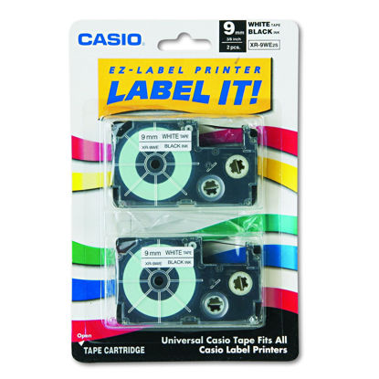 Picture of Casio XR-9WE2S 9mm Labeling Tape (Black on White) 2-Pack