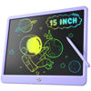 Picture of LCD Writing Tablet for Kids, Kidopire 15 Inch Large Screen Doodle Board, Colorful Drawing Writing Board Tablet Kids Age 3-12+ Birthday Erasable Drawing Pad Message Practice Note Learning Toys, Purple
