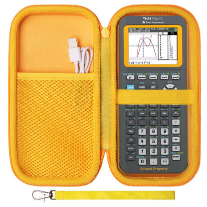 Picture of LTGEM EVA Hard Case Compatible with Texas Instruments TI-84 Plus CE/TI-84 Plus/TI-Nspire CX II CAS/TI-Nspire CX II/TI-83 Plus/TI-89 Titanium/TI-85 / TI-97 Color Graphing Calculator, Gray/Yellow