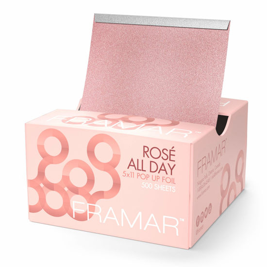 Picture of Framar Rosé All Day Pop Up Hair Foil, Aluminum Foil Sheets, Hair Foils For Highlighting - 500 Foil Sheets