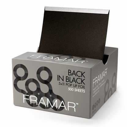 Picture of Framar Back In Black Pop Up Hair Foil, Aluminum Foil Sheets, Hair Foils For Highlighting - 500 Foil Sheets
