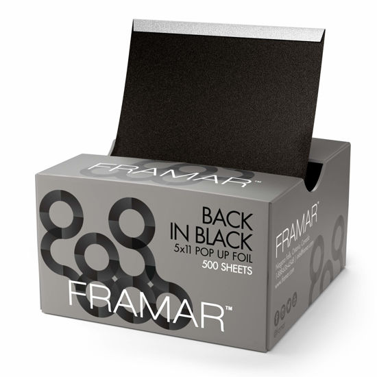 Picture of Framar Back In Black Pop Up Hair Foil, Aluminum Foil Sheets, Hair Foils For Highlighting - 500 Foil Sheets