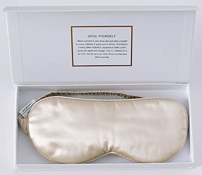 Picture of ZIMASILK 100% 22Momme Mulberry Silk Sleep Mask for Sleeping, Filled with Premium Mulberry Silk, Softest & Breathable Silk Eye Sleeping Mask (Beige)