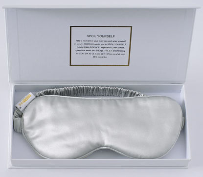 Picture of ZIMASILK 100% 22Momme Mulberry Silk Sleep Mask for Sleeping, Filled with Premium Mulberry Silk, Softest & Breathable Silk Eye Sleeping Mask (Light Grey)