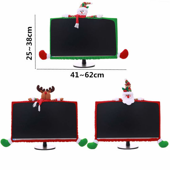 SUSHAFEN 1 Pack Christmas Computer Monitor Border Cover TV Monitor Cover Elastic Laptop Computer Cov 550