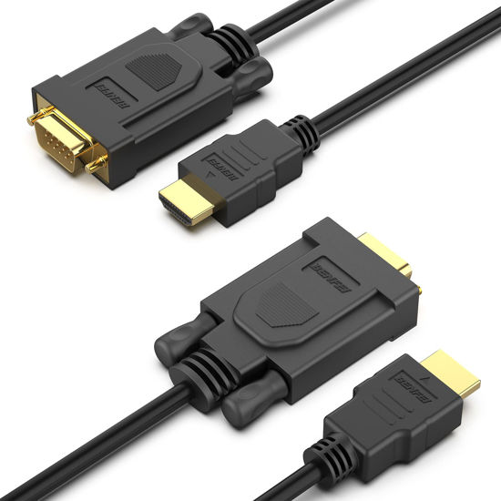 Cmple - SVGA/VGA Cable Male To Male Computer Monitor Cables VGA Video Adapter Ferrite Cores Support 1080p Full Hd Laptop Pc Projector Hdtv Display 10 Feet