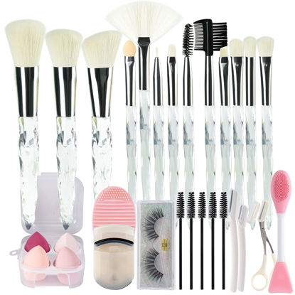 Picture of 111 Transparent Makeup Brushes 30Pcs Makeup Brushes And Makeup tool set Natural Premium Synthetic Eyeshadow Foundation Face Blending Blush Concealers Eye Makeup Brushes Set Professional for Women Kids Makeup Brushes & Tools Accessories
