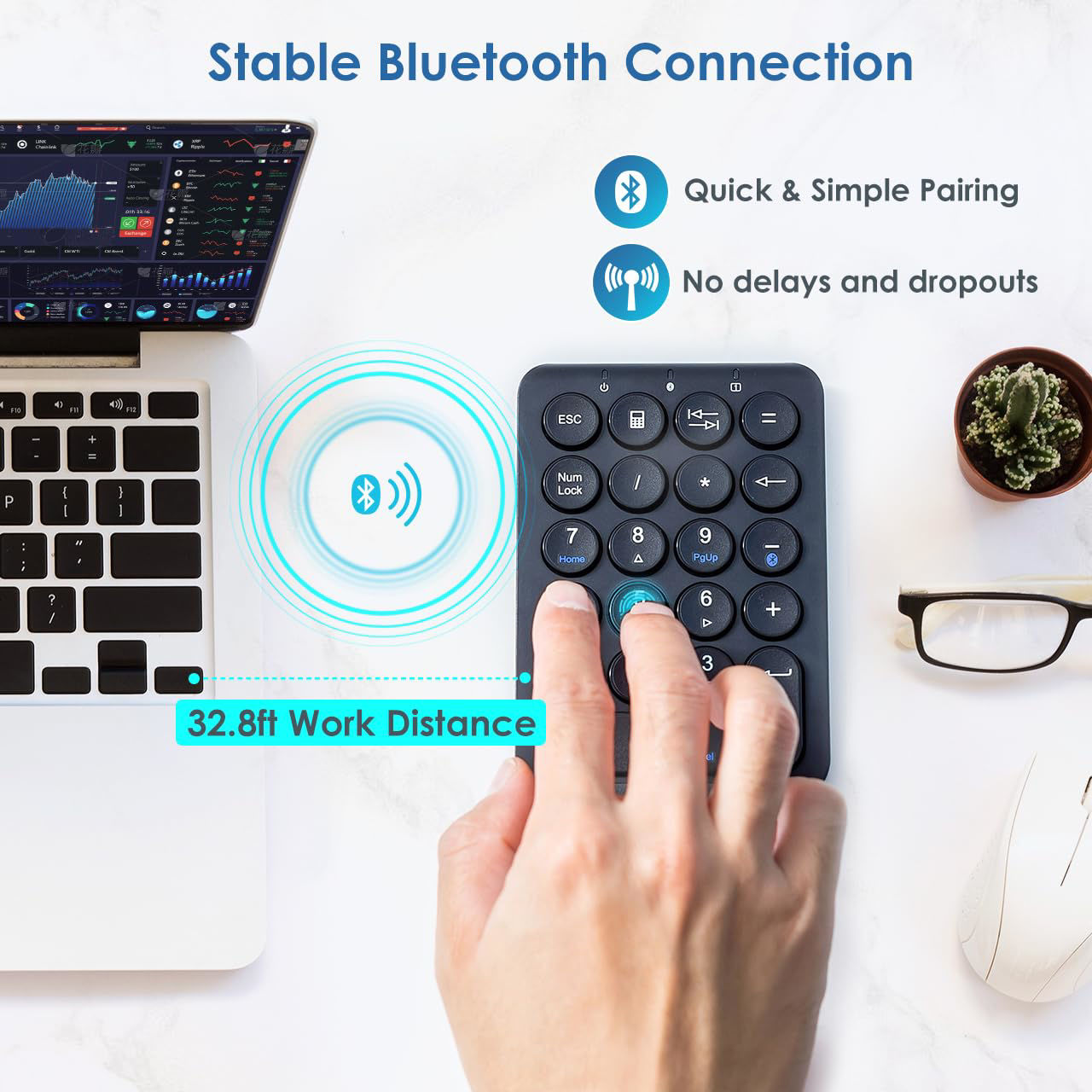 GetUSCart- SANWA Bluetooth Numeric Keypad, Rechargeable Wireless Ten ...