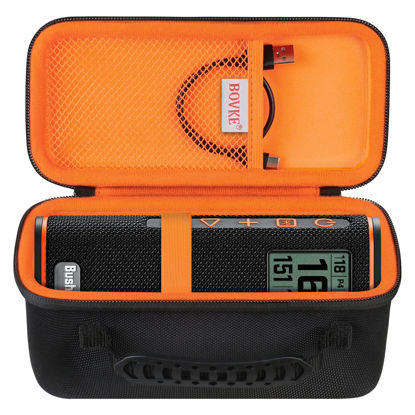Picture of BOVKE Carrying Case for Bushnell Wingman View Golf GPS Speaker, Extra Mesh Pocket for Charging Cords and Accessories, Black/Orange