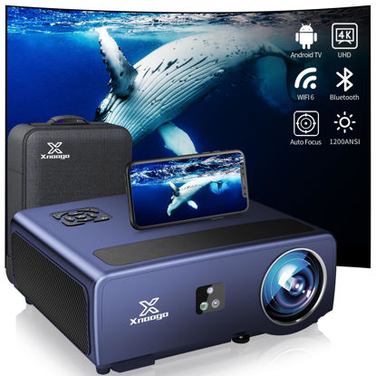 Picture of [Auto Focus 4K Projector with Android OS] Outdoor Projector 4K with WiFi6 & Bluetooth,XNoogo 1300ANSI 500" Movie Projector 4k+ Support Auto Keystone,Zoom,Dolby,Home Theater Projector Bulit-in Netflix