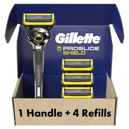 Picture of Gillette ProGlide Shield Razor for Men, 1 Gillette Razor, 4 Razor Blade Refills, Shields Against Skin Irritation