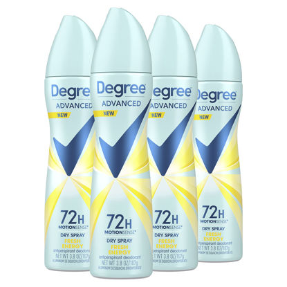 Picture of Degree Advanced Antiperspirant Deodorant Dry Spray 72-Hour Sweat and Odor Protection Fresh Energy Deodorant Spray For Women With MotionSense Technology 3.8 oz, Pack of 4