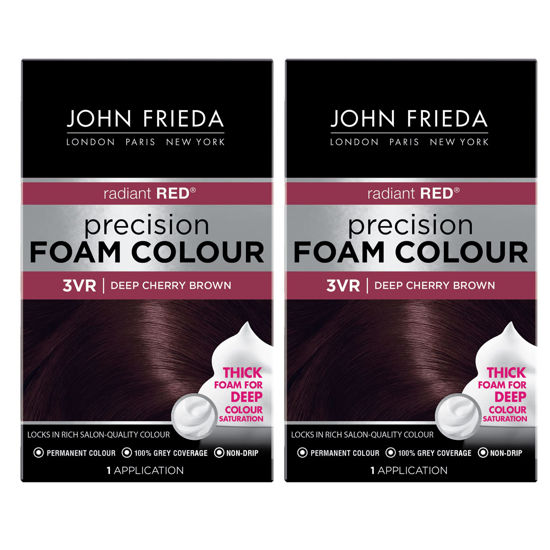 Picture of John Frieda Moisturizing Permanent Hair Color, Precision Foam Hair Color, Deep Cherry Brown 3VR, 2 pack
