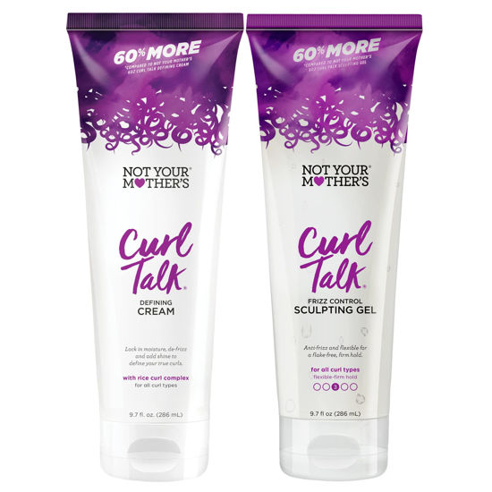 Picture of Not Your Mother's Curl Talk Frizz Control Sculpting Gel and Defining Cream (2-Pack) - Formulated with Rice Curl Complex - For All Curly Hair Types (9.7 oz, 2 Pack)