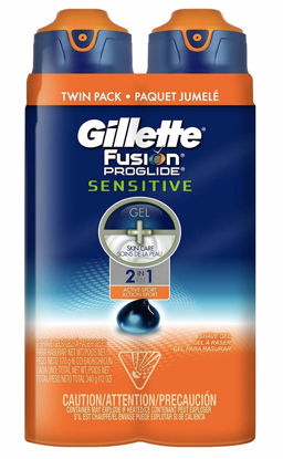 Picture of Gillette Fusion ProGlide Sensitive 2 in 1 Shave Gel, Active Sport, Pack of 2, 12 oz each