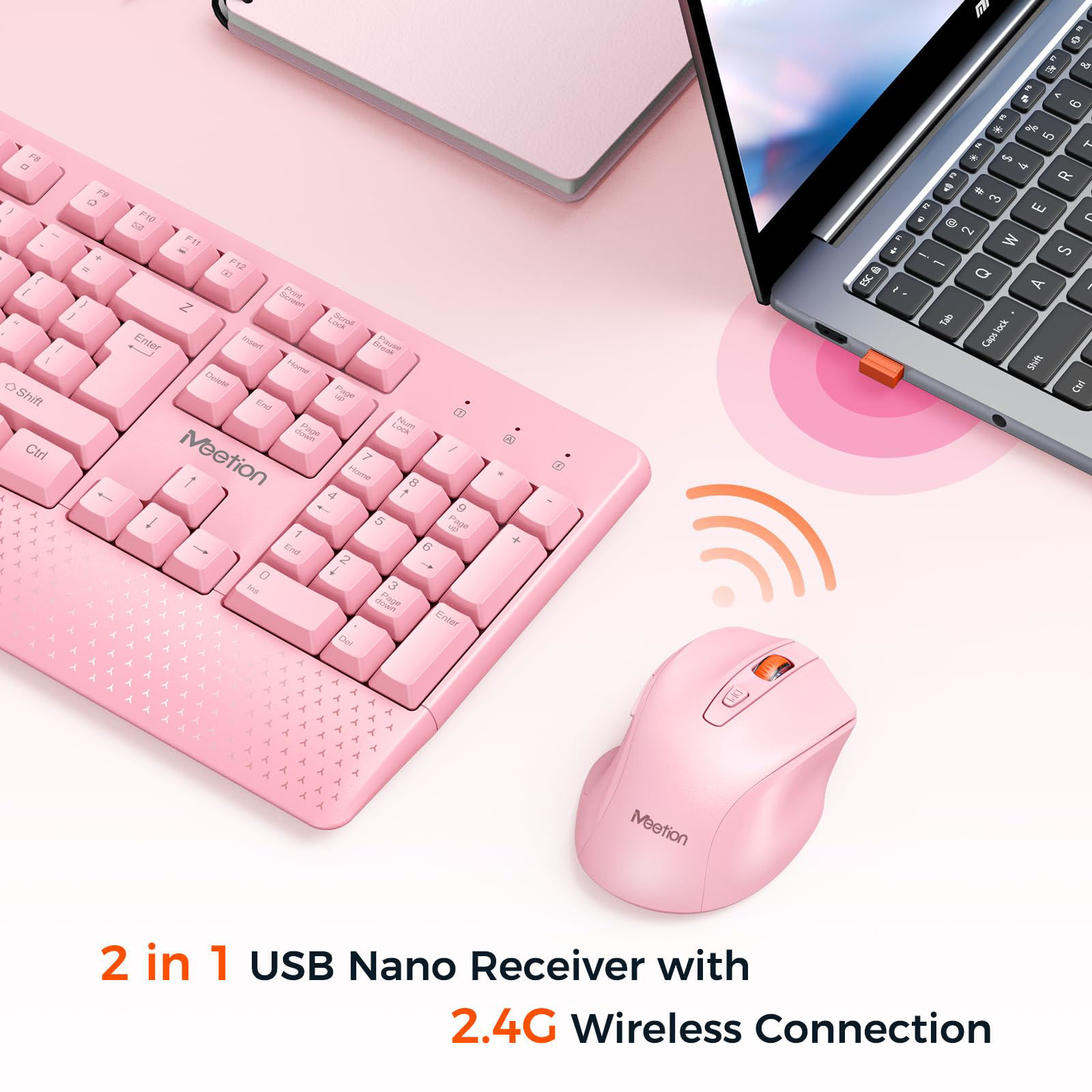 GetUSCart- MEETION Wireless Keyboard and Mouse, Ergonomic Keyboard ...