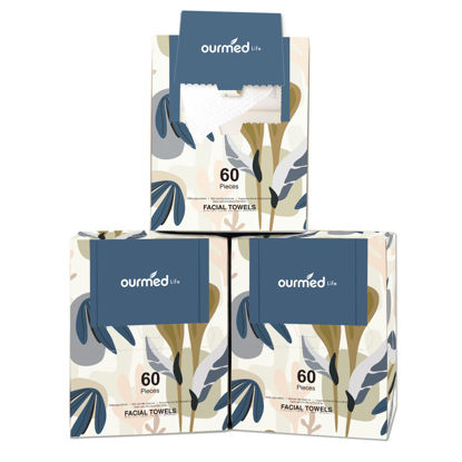 Picture of Ourmed Life Disposable Face Towel | Lint-Free Biodegradable Clean Towels | Dry Makeup Remover Wipes | Super Soft & Thick for Sensitive Skin | 10-Inch X 7.87-Inch | 180 Count