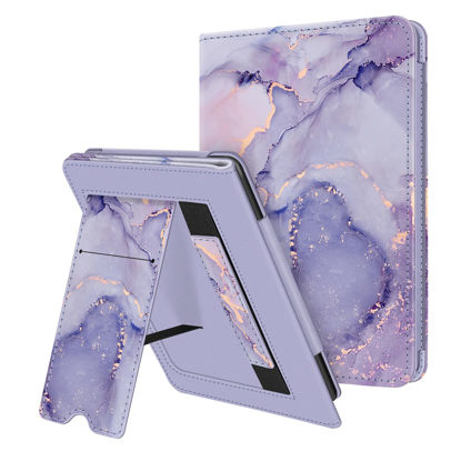 Picture of Fintie Stand Case for 6.8" Kindle Paperwhite (11th Generation-2021) and Kindle Paperwhite Signature Edition - Premium PU Leather Sleeve Cover with Card Slot and Hand Strap, Lilac Marble