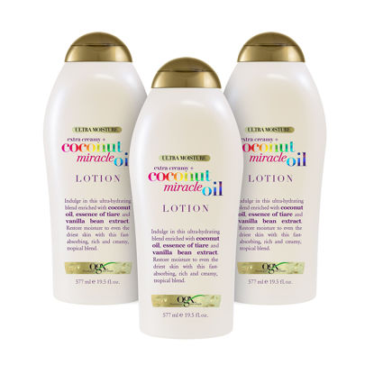 Picture of OGX Extra Creamy + Coconut Miracle Oil Ultra Moisture Lotion, 19.5 Ounce (Pack of 3)