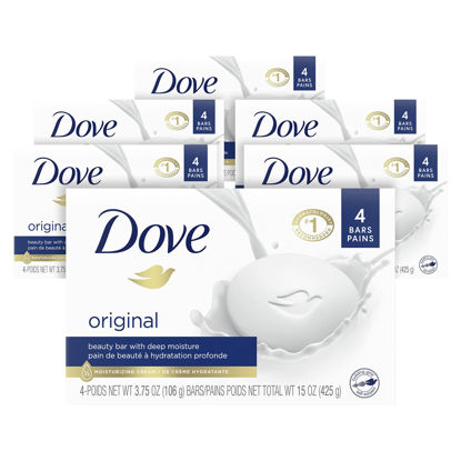 Picture of Dove Beauty Bar Gentle Skin Cleanser Moisturizing for Gentle Soft Skin Care Original Made With 1/4 Moisturizing Cream 3.75 oz, 24 Bars
