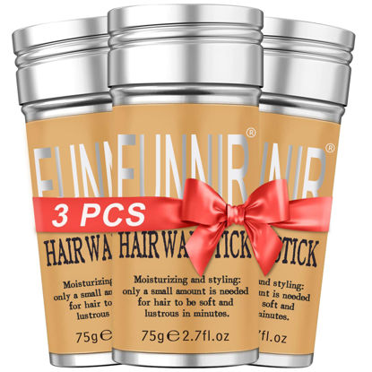 Picture of FUNNIR Hair Wax Stick, 3 pack Wax Stick for Hair Slick Stick, Hair Wax Stick for Frizzy Hair Gel Stick Non-greasy Styling Cream for Edge Control & Styling