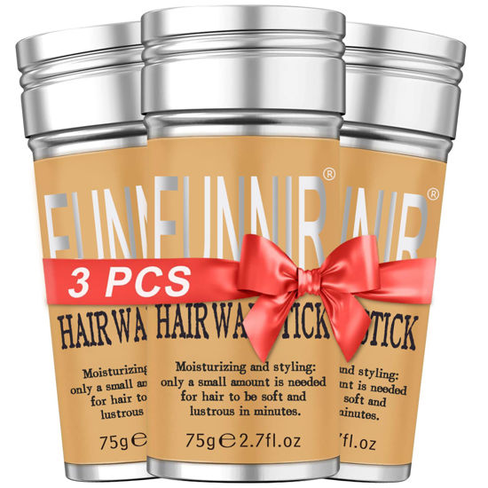 Picture of FUNNIR Hair Wax Stick, 3 pack Wax Stick for Hair Slick Stick, Hair Wax Stick for Frizzy Hair Gel Stick Non-greasy Styling Cream for Edge Control & Styling