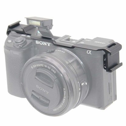 Picture of Dual Cold Shoe Adapter Relocation Plate, Easy Hood Microphone Extension Cold Shoe Mount Bracket for Sony Alpha A6400 ILCE-6400 Camera, Vlogging Video Making Shooting Accessory