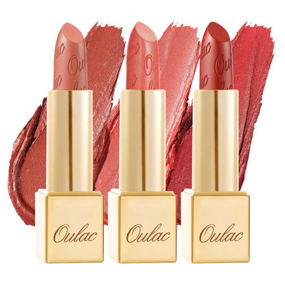 Picture of Oulac Metallic Orange Lipstick Set for Women High Payoff Lipcolor with Moisturizing Formula, Vegan & Cruelty-Free, Full-Coverage Lip Color 4.3g X 3PCS