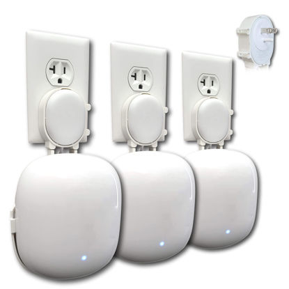 Picture of The Nest WiFi Pro Genie Wall Mount Outlet Holder Stand (3-Pack) | Lowest Profile | Open Access | No Messy Screws or Tape | Reinforced Support | Horizontal and Vertical Outlets