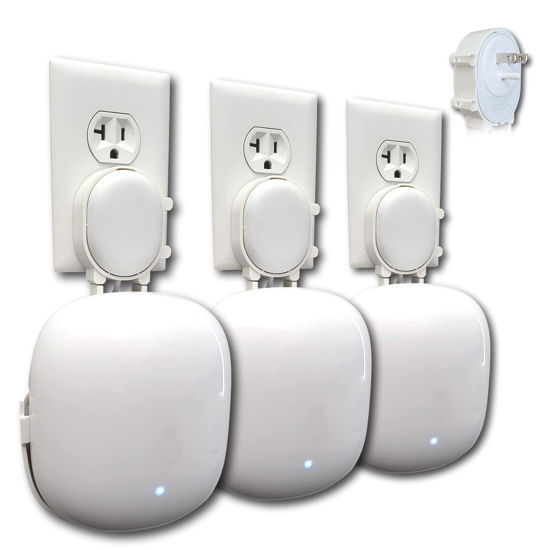 Picture of The Nest WiFi Pro Genie Wall Mount Outlet Holder Stand (3-Pack) | Lowest Profile | Open Access | No Messy Screws or Tape | Reinforced Support | Horizontal and Vertical Outlets