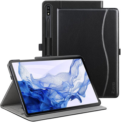Picture of Ztotop Case for Galaxy Tab S7 FE 5G/S8 Plus/S7 Plus 12.4" Tablet, Premium PU Leather Folding Stand Cover with Pen Holder & Multiple Viewing Angles for Samsung Tab S7 FE 2021/S8+ 2022/S7+ 2020, Black