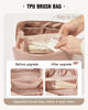 Picture of EACHY Travel Makeup Bag - Waterproof Pink Cosmetic Bags for Women and Girls, Make Up Organizer with Dividers and Handle, Aesthetic Makeup Bags for Traveling（Pink）