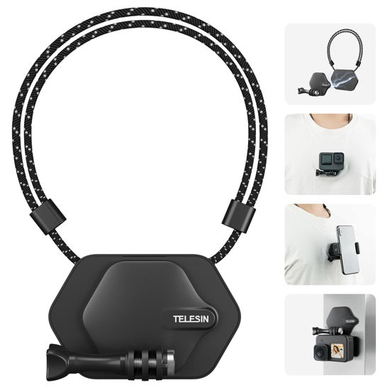 GetUSCart- TELESIN Magnetic Chest Mount + Neck Strap + Phone Holder, 360°  POV Invisible Selfie Necklace Lanyard Mounting Accessories Attach for GoPro  Max Mini Hero 11 10 9 8 7 Insta360 DJI Action iPhone Android